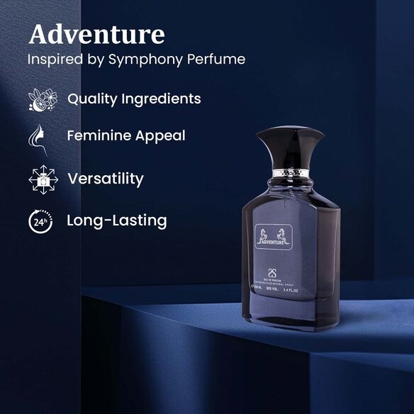 Adventure by Symphony, Eau De Parfum, 100ml 3.4oz, Inspired by Creed Aventus, Luxury Perfume for Men, Long Lasting, Fruity and Woody Scent, Wide Sillage
