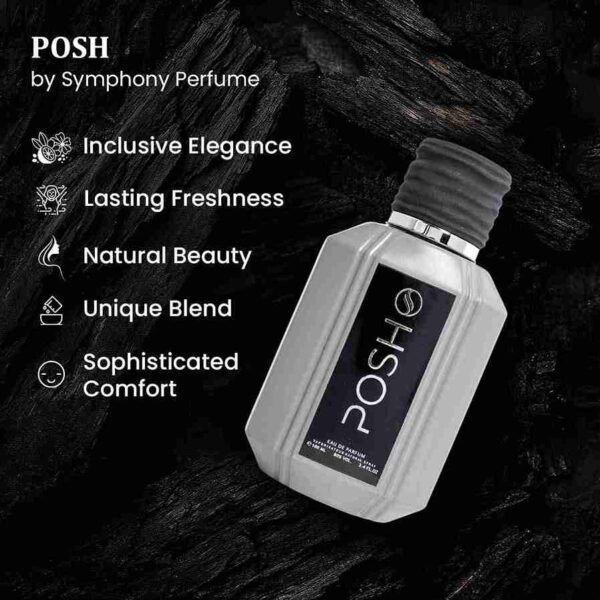 Posh by Symphony Eau De Parfum, 100ml 3.4oz, Inspired by Hudson-Valley Gissah, Luxury Perfume for Men Women Unisex, Long Lasting Fruity Floral Fragrance with Green Apple, Rose, Woody Notes