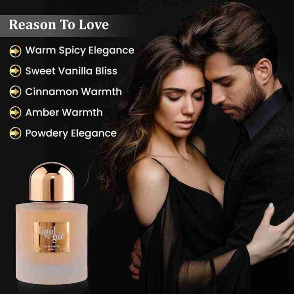 Liquid Gold by Symphony Eau De Parfum, 100ml 3.4oz, Inspired by Angel Share-Kilian Paris, Luxury Perfume for Men Women Unisex, Long Lasting Woody Spicy Fragrance, Wide Sillage