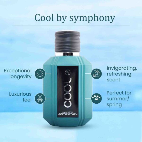 Cool by Symphony Eau De Parfum, 100ml 3.4oz, Inspired by Bois-Imperial Essential, Luxury Perfume for Men Women Unisex, Long Lasting Woody Spicy Citrus Notes