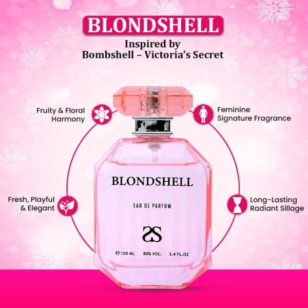 Blondshell BLONDSHELL by Symphony, Eau De Parfum, 100ml 3.4oz, Inspired by Bombshell (Victoria’s Secret), Luxury Perfume for Women, Long Lasting, Fruity, Sweet, Fresh, Citrus, Floral Scent, Wide Sillage