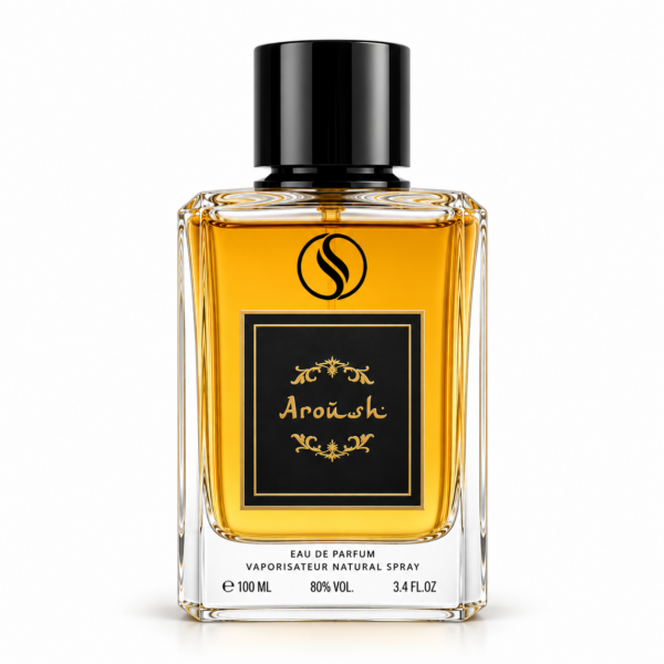 aroush bottle AROUSH by Symphony Eau De Parfum for Men – 100ml (3.4oz) – Long Lasting Luxury Fragrance Inspired by Black Aoud by Montale – Rich Woody Floral Musk & Oud Scent