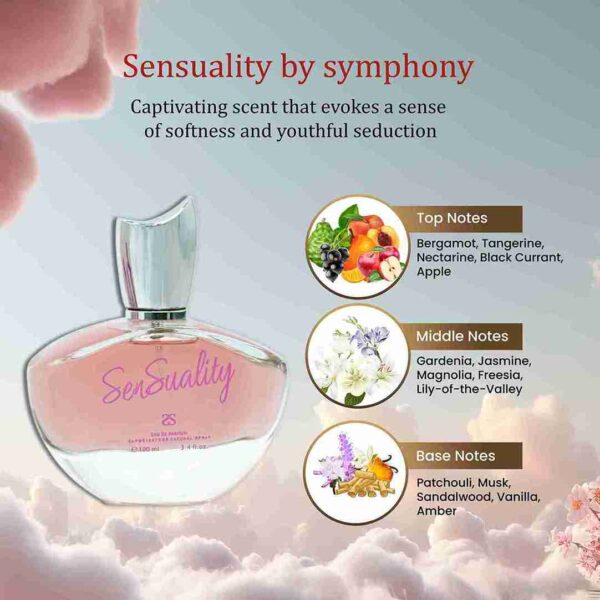 Sensuality by Symphony Eau De Parfum, 100ml 3.4oz, Inspired by Sensual - Johan B, Luxury Perfume for Women, Long Lasting, , Wide Sillage, Floral Mandarin Rose Vanilla Amber