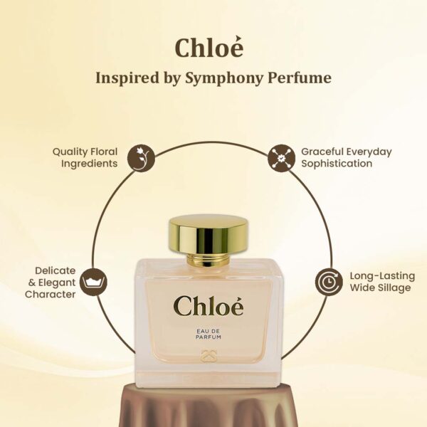 CHLOÈ by Symphony, Eau De Parfum, 100ml 3.4oz, Inspired by Chloé, Luxury Perfume for Women, Long Lasting, Floral, Rose, Fruity, Fresh, White Floral Scent, Wide Sillage
