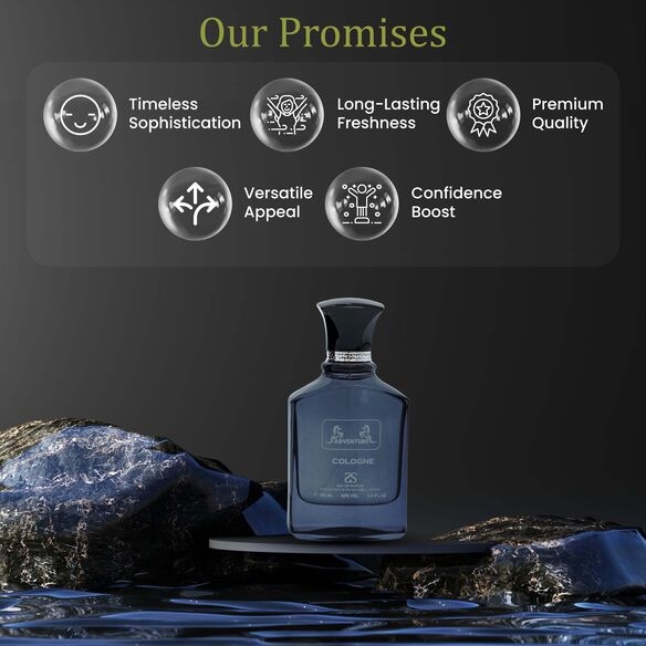 ADVENTURE COLOGNE by Symphony Eau De Parfum, 100ml 3.4oz, Inspired by Creed Aventus Cologne, Luxury Perfume for Men, Long Lasting Woody Fragrance, Aromatic Fresh Masculine