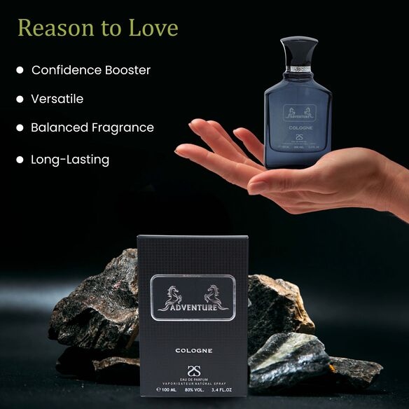 ADVENTURE COLOGNE by Symphony Eau De Parfum, 100ml 3.4oz, Inspired by Creed Aventus Cologne, Luxury Perfume for Men, Long Lasting Woody Fragrance, Aromatic Fresh Masculine