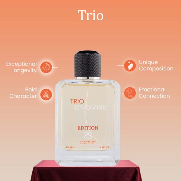 TRIO D’HOMME by Symphony Eau De Parfum, 100ml 3.4oz, Inspired by Terre  D'Hermes, Luxury Perfume for Men, Long Lasting, Wide Sillage