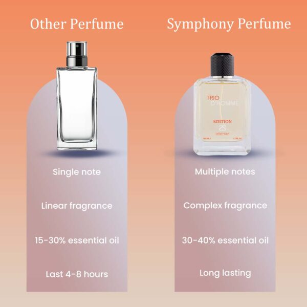 TRIO D’HOMME by Symphony Eau De Parfum, 100ml 3.4oz, Inspired by Terre  D'Hermes, Luxury Perfume for Men, Long Lasting, Wide Sillage