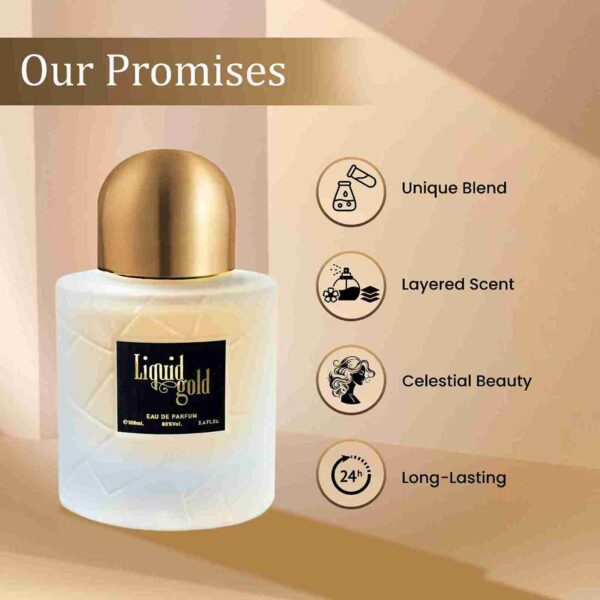 Liquid Gold by Symphony Eau De Parfum, 100ml 3.4oz, Inspired by Angel Share-Kilian Paris, Luxury Perfume for Men Women Unisex, Long Lasting Woody Spicy Fragrance, Wide Sillage