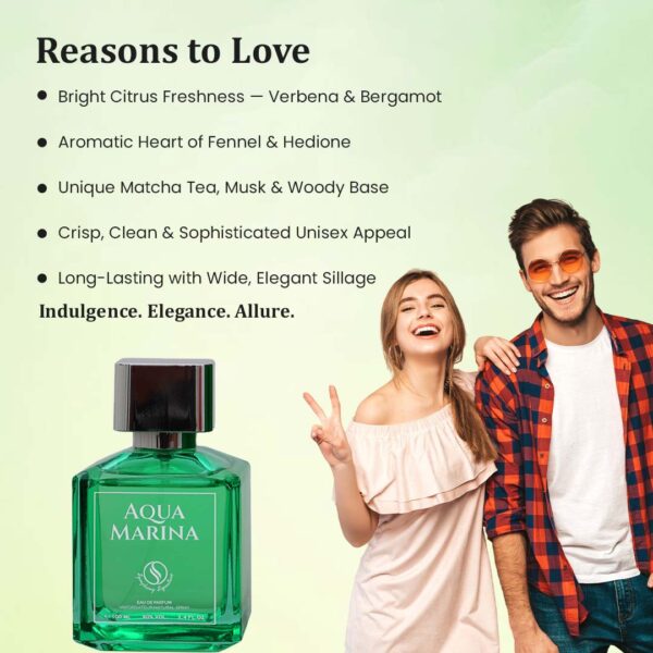 AQUA MARINA by Symphony Eau De Parfum, 100ml 3.4oz, Inspired by Aqua Media Cologne Forte - MFK, Luxury Perfume, Unisex Men Women, Long Lasting and Wide Sillage