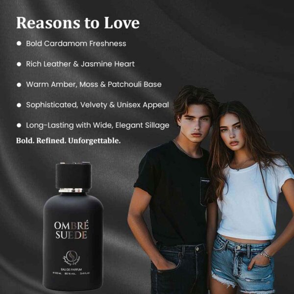 OMBRÉ SUEDE by Symphony Eau De Parfum, 100ml 3.4oz, Inspired by Ombré Leather by TF, Luxury Perfume Unisex Men Women, Long Lasting and Wide Sillage