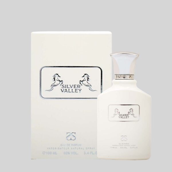 SILVER VALLEY by Symphony, Eau De Parfum, 100ml 3.4oz, Inspired by Silver Mountain Water (Creed), Luxury Unisex Perfume, Long Lasting, Citrus, Green, Fruity, Musky, Woody Scent, Wide Sillage